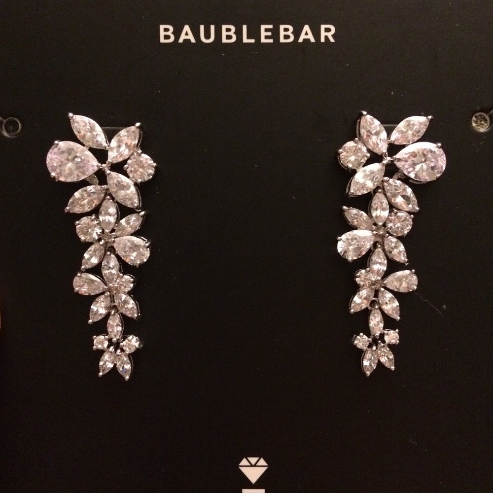 NWT BaubleBar CZ Floral Drop Earrings